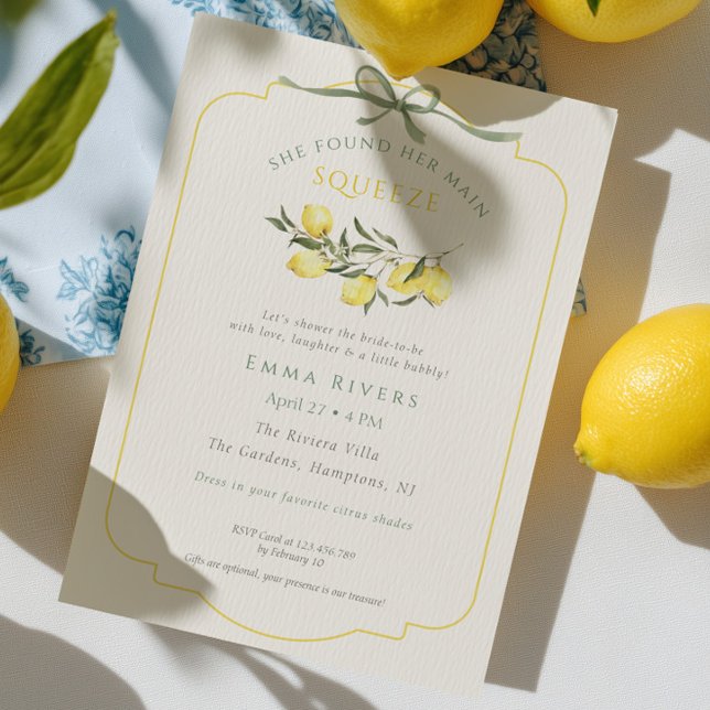 Convite Main Squeeze Citrus Sage Green Bridal Shower (Criador carregado)