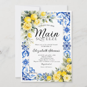 Convite Main Squeeze Lemon Blue Floral 2 Chá de Bebê