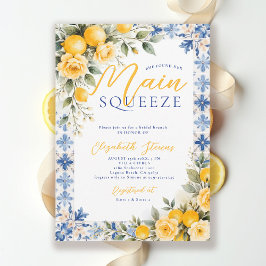 Convite Main Squeeze Lemon Blue Italian Bridal Shower 