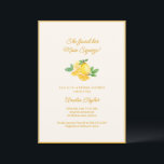 Convite Main Squeeze Lemon Fruit Citrus Bridal Shower<br><div class="desc">This bridal shower invitation features a watercolor lemon illustration with green leaves, a yellow border frame, and the sweetest script headline at the top — warm, sunny, and perfect for a summer or garden bridal shower. All the party details are laid out in clean golden honey lettering with the bride's...</div>