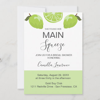 Convite Main Squeeze Tropical Citrus Green Bridal Shower 