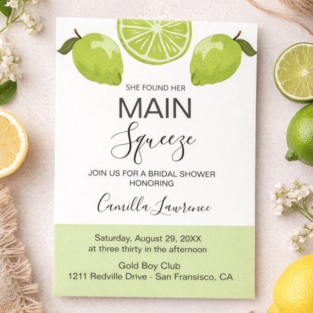 Convite Main Squeeze Tropical Citrus Green Bridal Shower  (Criador carregado)