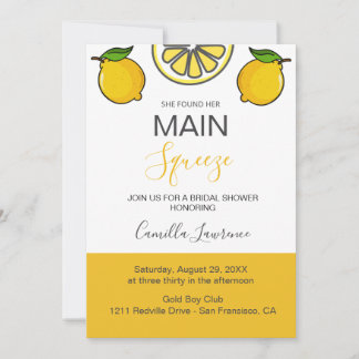 Convite Main Squeeze Tropical Citrus Lemon Bridal Shower 