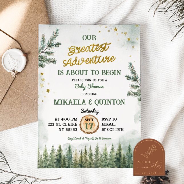 Convite Maior aventura inicia Chá de fraldas florestal (Criador carregado)