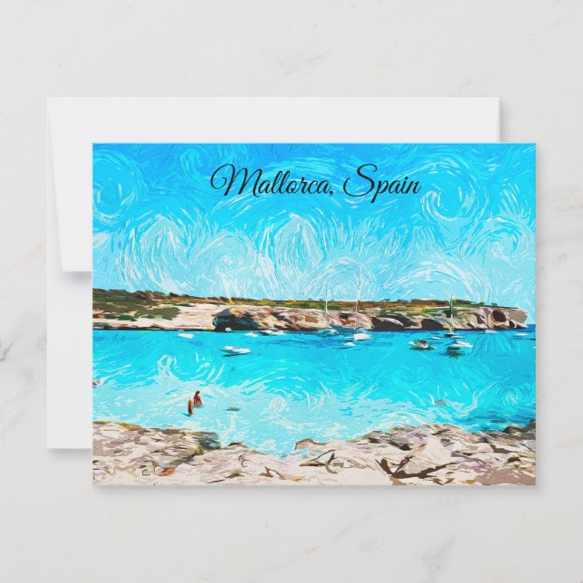 Convite Maiorca Espanha Ilha Balear Aquarela (Frente)