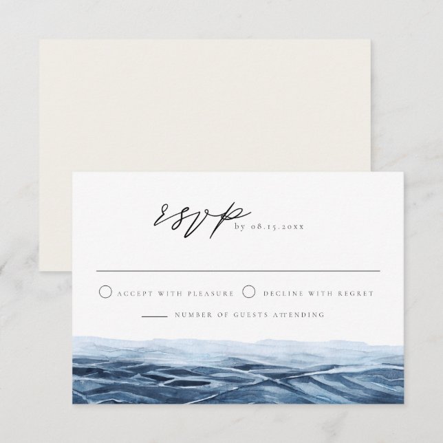 Convite MAIRI Ocean ou Lake Destination RSVP Card (Frente/Verso)