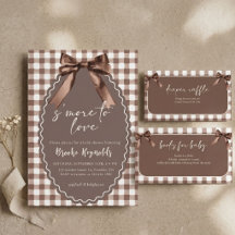 Mais Amor Brown Gingham Bow Baby Shower
