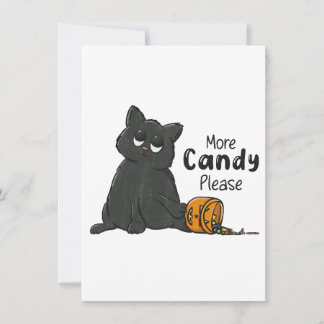 Convite Mais Doces Por Favor Halloween Gato Preto