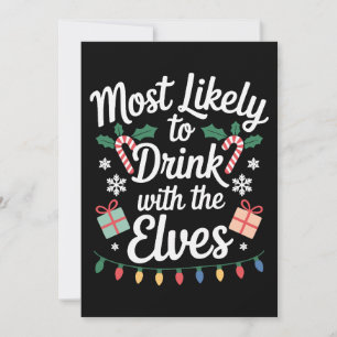 Convite Mais Propenso a Beber Com os Elfos Natal