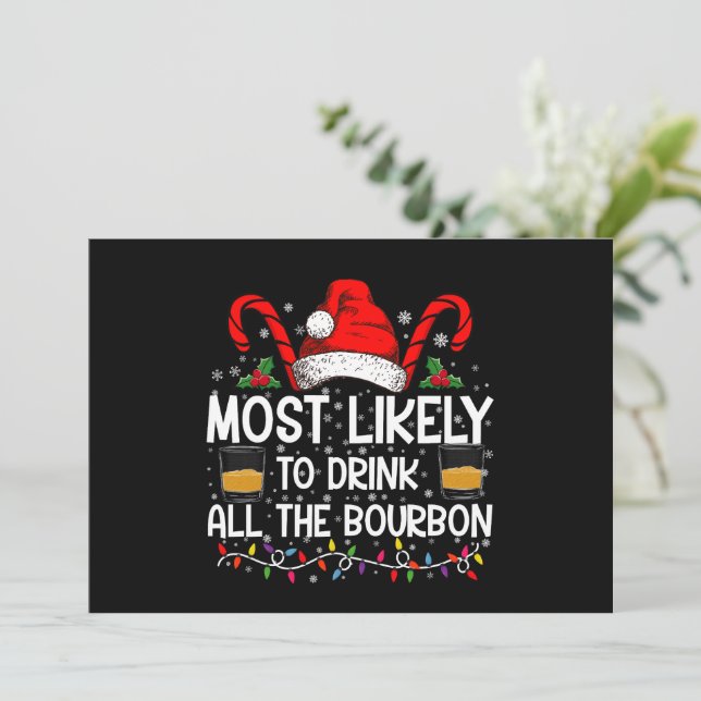 Convite Mais Propenso a Beber Todo o Bourbon no Natal (Em pé/Frente)