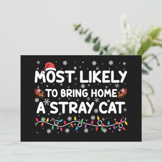 Convite Mais Propenso a Levar para Casa um Natal de Gato d (Em pé/Frente)