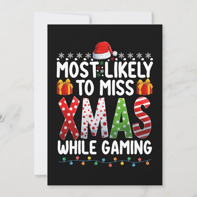 Convite Mais Propenso a Perder o Natal Enquanto Joga Jogos (Frente)