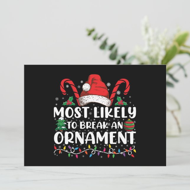 Convite Mais Propenso a Quebrar um Enfeite de Natal Famíli (Em pé/Frente)