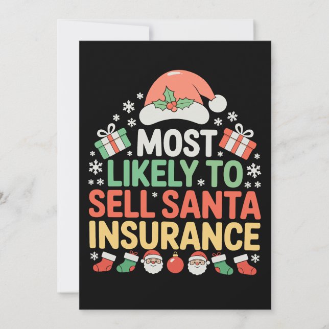 Convite Mais Propenso a Vender Seguro do Papai Noel Natal (Frente)