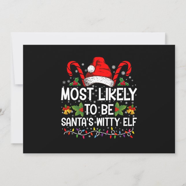 Convite Mais Provável de Ser o Natal do Elfo Engraçado de  (Frente)