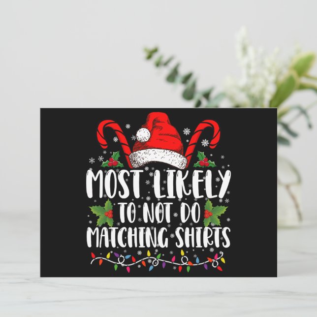 Convite Mais Provável Não Usar Camisas Iguais Natal (Em pé/Frente)