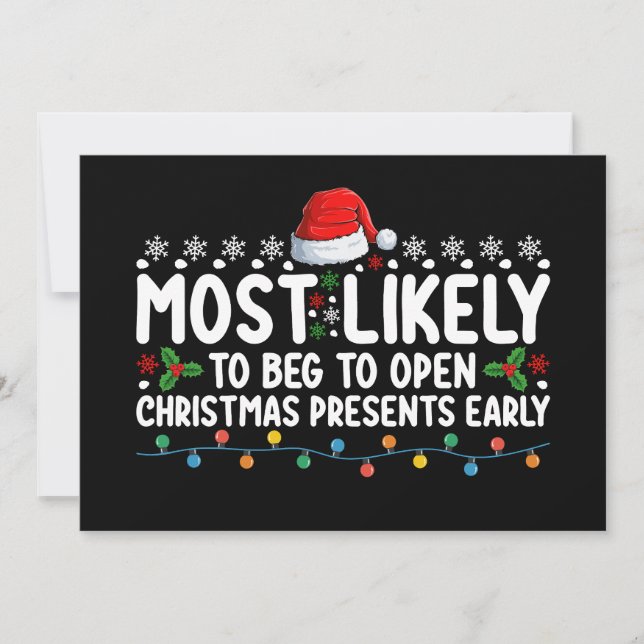 Convite Mais Provável Para Abrir Presentes De Natal Earl (Frente)