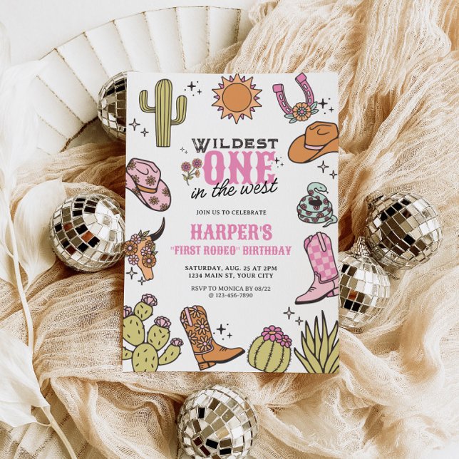 Convite Mais Selvagem No Primeiro Aniversário Do Rodeo Oci (Wildest in the West First Birthday Invite)