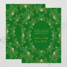 Convite Mais velho Baile de formatura, Art Deco, Flores Es