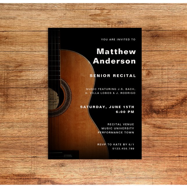 Convite Mais velho Considerando Violão Música Concert Mode (Criador carregado)