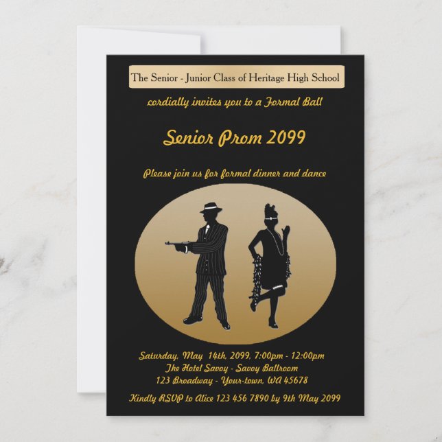 Convite Mais velho do baile de formatura, estilo de (Frente)