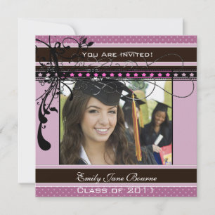 Convite Mais velho Lilac Dots & Swirls - Classe de Imagens