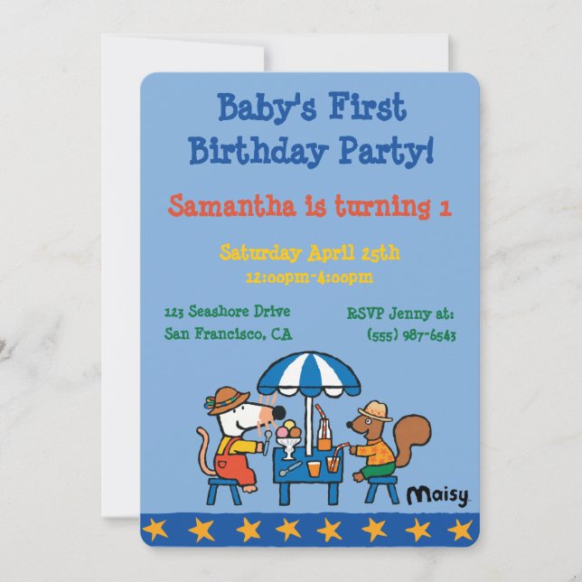 Convite Maisy e Cyril Birthday (Frente)