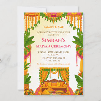 Convite Maiyan Ceremony Invitation Card