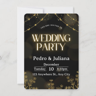 Convite Majestic Gold Ornamental Frame Wedding Invitation