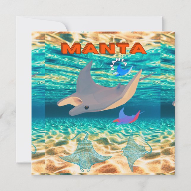 Convite Majexpressa Manta Ray Design, Majestade Oceânica (Frente)