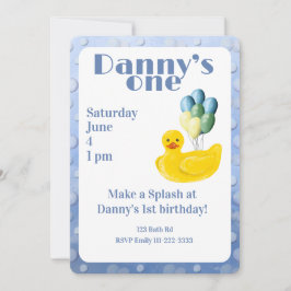 Convite Make a Splash Rubber Duck 1st Birthday Invitation