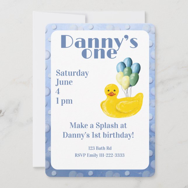 Convite Make a Splash Rubber Duck 1st Birthday Invitation (Frente)