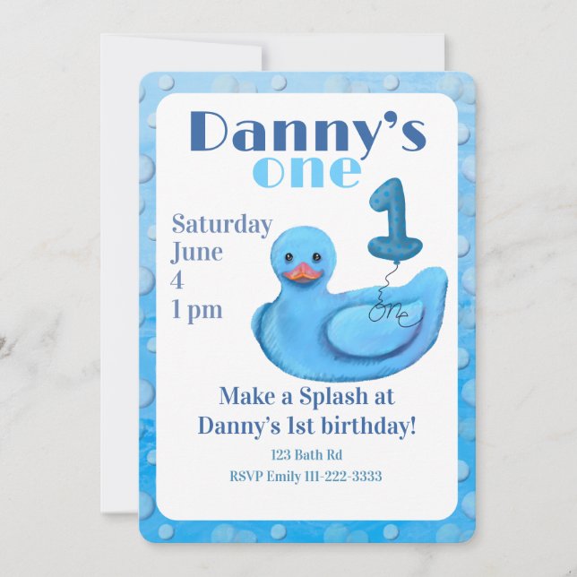 Convite Make a Splash Rubber Duck 1st Birthday Invitation (Frente)