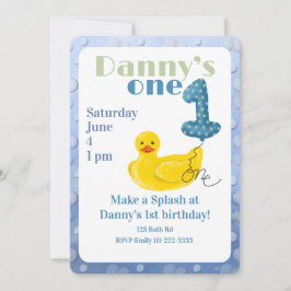 Convite Make a Splash Rubber Duck 1st Birthday Invitation