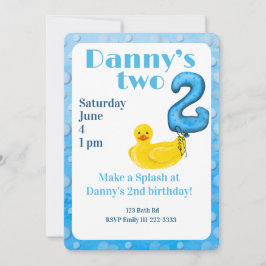 Convite Make a Splash Rubber Duck 2nd Birthday Invitation