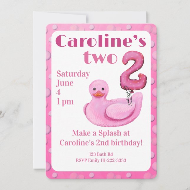Convite Make a Splash Rubber Duck 2nd Birthday Invitation (Frente)