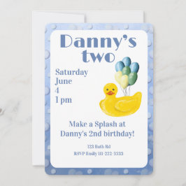 Convite Make a Splash Rubber Duck 2nd Birthday Invitation