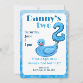 Convite Make a Splash Rubber Duck 2nd Birthday Invitation