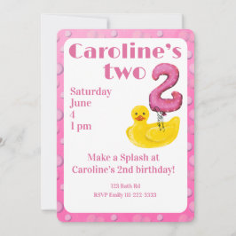 Convite Make a Splash Rubber Duck 2nd Birthday Invitation