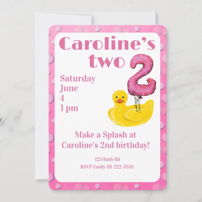 Convite Make a Splash Rubber Duck 2nd Birthday Invitation (Frente)