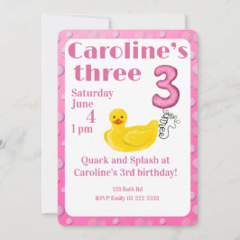 Convite Make a Splash Rubber Duck 3rd Birthday Invitation