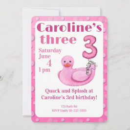 Convite Make a Splash Rubber Duck 3rd Birthday Invitation