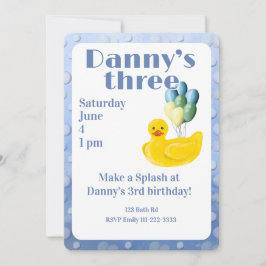 Convite Make a Splash Rubber Duck 3rd Birthday Invitation