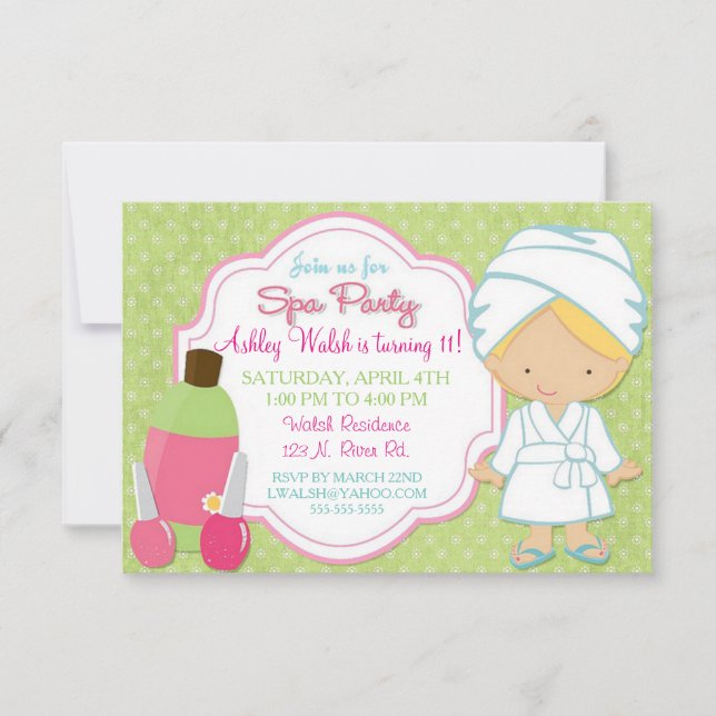 Convite Makeover Spa Party (Frente)