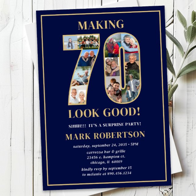 Convite Making 70 Look Good Photo Surprise Birthday (Criador carregado)