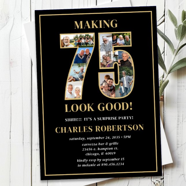 Convite Making 75 Look Good Photo Surprise Birthday (Criador carregado)