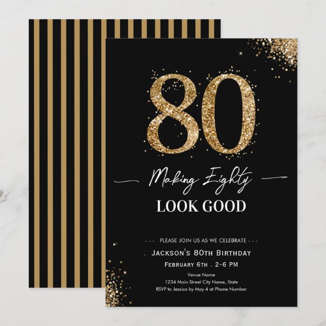 Convite Making 80 Look Good Birthday (Frente/Verso)
