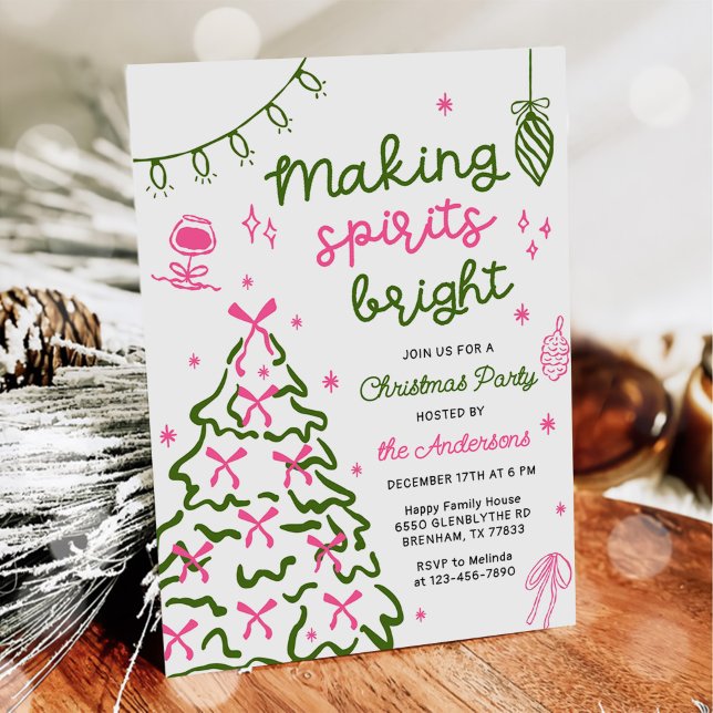 Convite Making Spirit Bright Hand Drawn Christmas Party (Criador carregado)