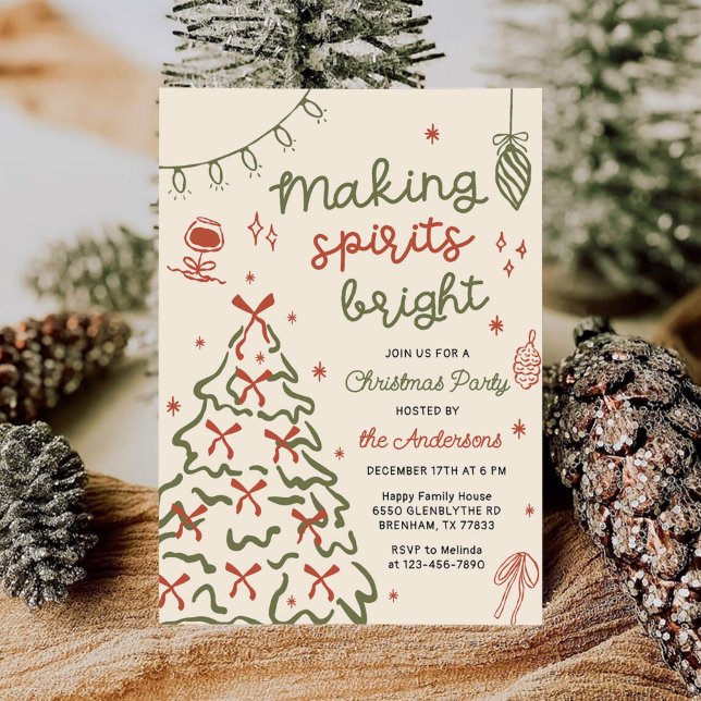 Convite Making Spirit Bright Hand Drawn Christmas Party (Criador carregado)