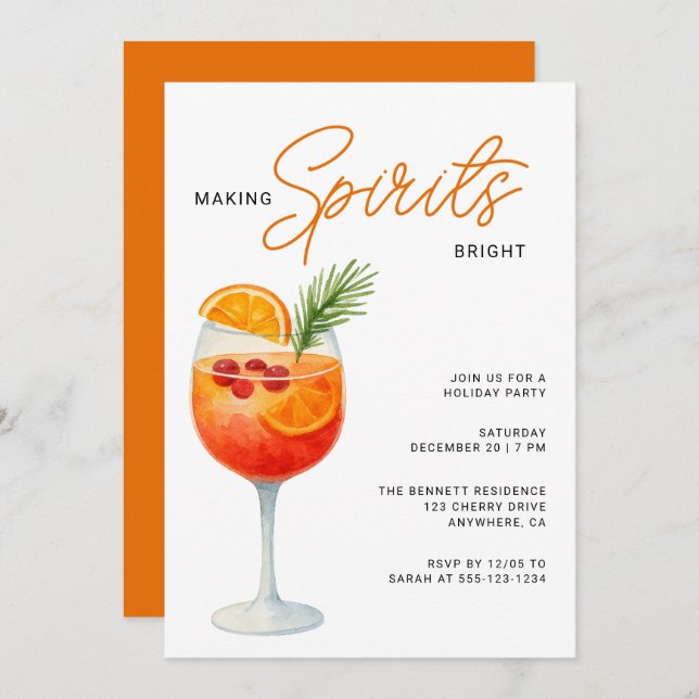 Convite Making Sprits Bright Modern Christmas Party (Frente/Verso)